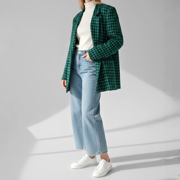 Vintage Houndstooth Oversized Blazer Sz 14 British Heritage Equestrian Academia - Picture 2 of 7